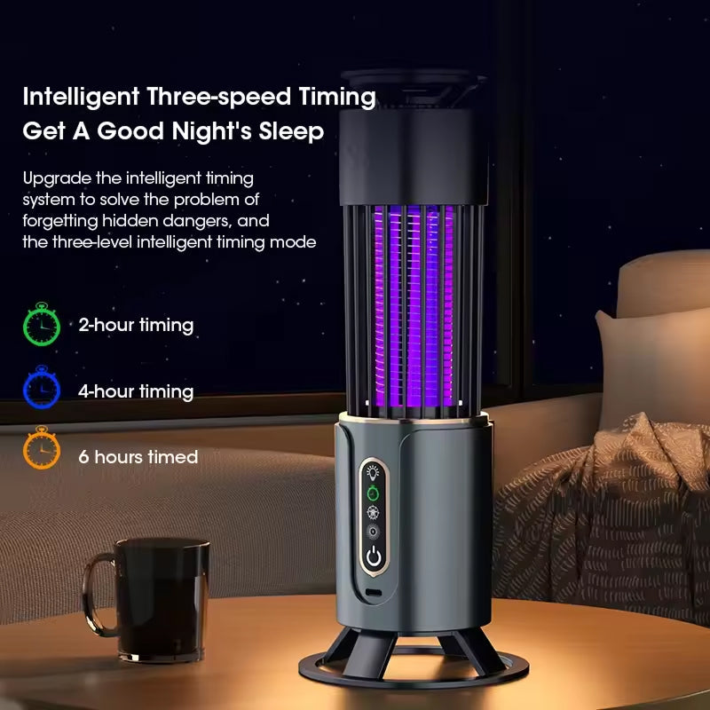 Indoor Insect Trap | 360° UV Light &amp; Electric Grid | USB Rechargeable | 200m² Coverage | Night Light