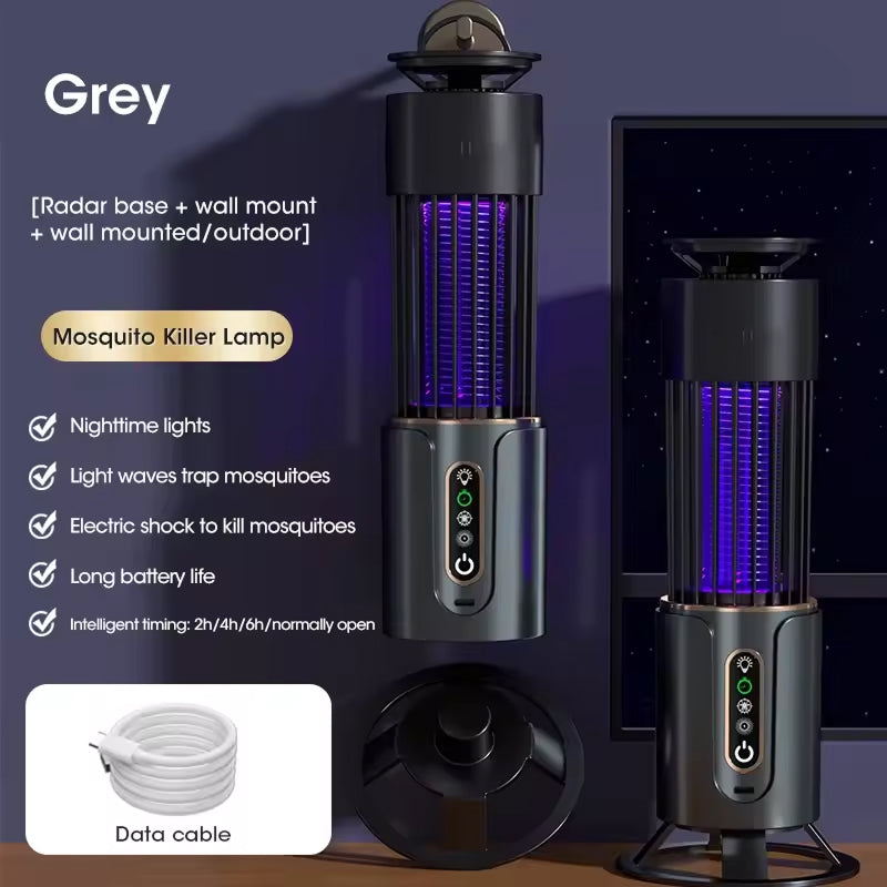 Indoor Insect Trap | 360° UV Light &amp; Electric Grid | USB Rechargeable | 200m² Coverage | Night Light
