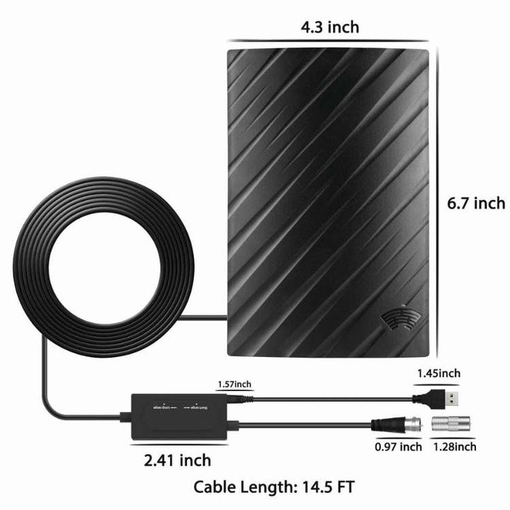 Indoor TV Aerial 4K HD | Long Range Signal Reception, Up to 600 Miles | Plug &amp; Play Setup, No Cable Bills Needed