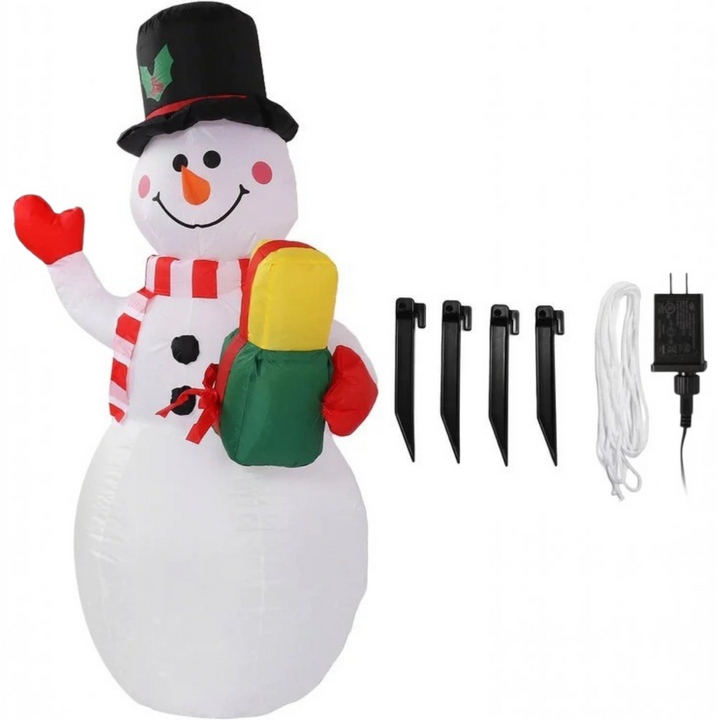 Inflatable Snowman Christmas Decoration | Rotating LED Light Display | Weatherproof Polyester, Quick Inflation