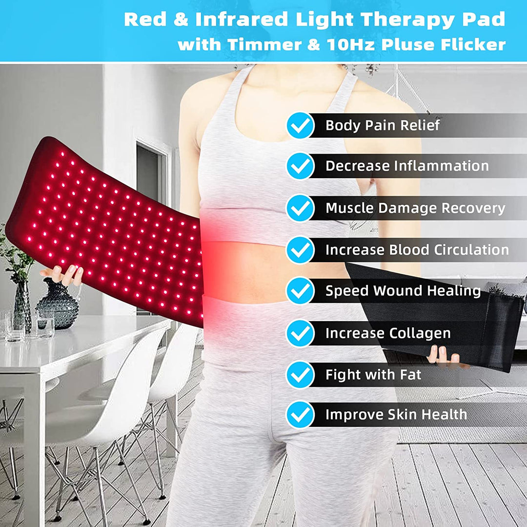 Infrared Light Therapy Belt | 660nm &amp; 850nm Dual Wavelength | Full Body Pain Relief Support | Remote Control