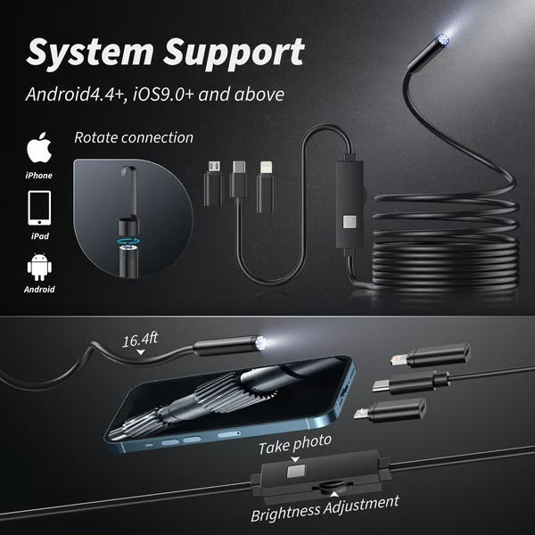 Inspection Camera | ZoomGlide Waterproof Endoscope for Phones