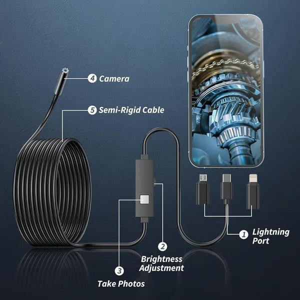 Inspection Camera | ZoomGlide Waterproof Endoscope for Phones