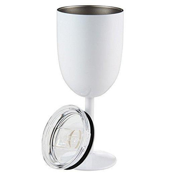 Insulated Stainless Steel Wine Glasses | Double Wall Thermal Cups with Leak-Proof Lid | Shatterproof &amp; Dishwasher Safe
