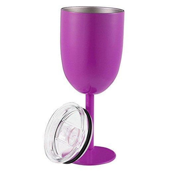 Insulated Stainless Steel Wine Glasses | Double Wall Thermal Cups with Leak-Proof Lid | Shatterproof &amp; Dishwasher Safe