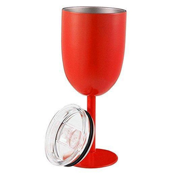 Insulated Stainless Steel Wine Glasses | Double Wall Thermal Cups with Leak-Proof Lid | Shatterproof &amp; Dishwasher Safe