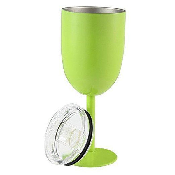 Insulated Stainless Steel Wine Glasses | Double Wall Thermal Cups with Leak-Proof Lid | Shatterproof &amp; Dishwasher Safe