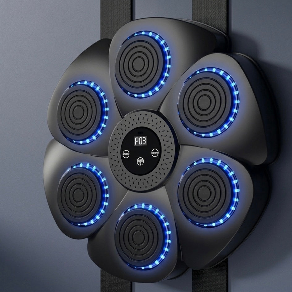 Interactive Boxing Machine | Wall-Mounted Fitness Trainer | Bluetooth | RGB | USB Rechargeable