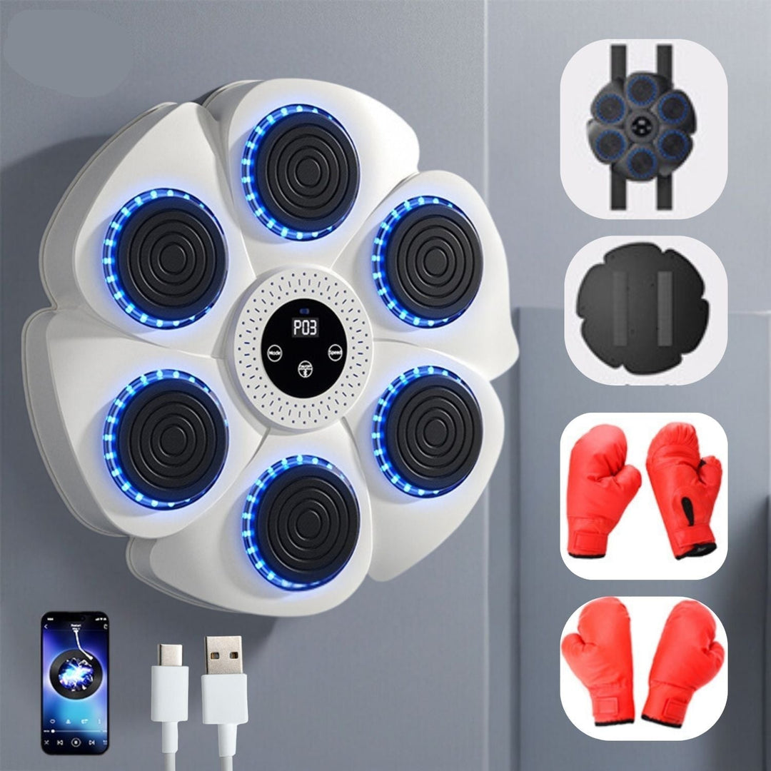 Interactive Boxing Machine | Wall-Mounted Fitness Trainer | Bluetooth | RGB | USB Rechargeable