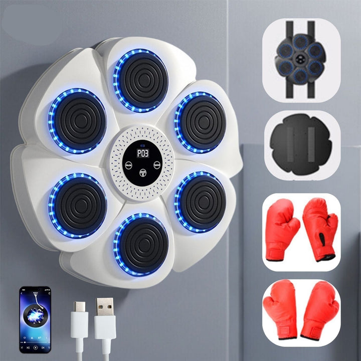 Interactive Boxing Machine | Wall-Mounted Fitness Trainer | Bluetooth | RGB | USB Rechargeable