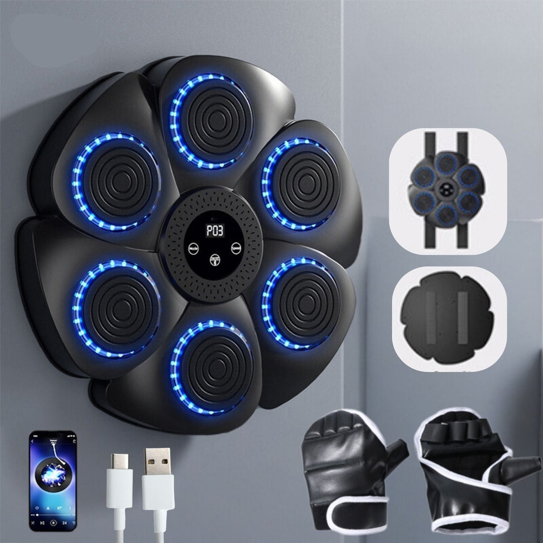 Interactive Boxing Machine | Wall-Mounted Fitness Trainer | Bluetooth | RGB | USB Rechargeable