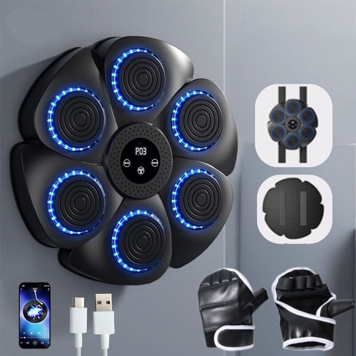 Interactive Boxing Machine | Wall-Mounted Fitness Trainer | Bluetooth | RGB | USB Rechargeable
