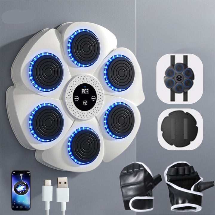 Interactive Boxing Machine | Wall-Mounted Fitness Trainer | Bluetooth | RGB | USB Rechargeable