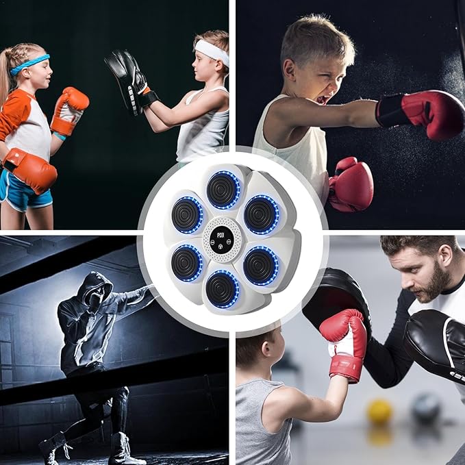 Interactive Boxing Machine | Wall-Mounted Fitness Trainer | Bluetooth | RGB | USB Rechargeable