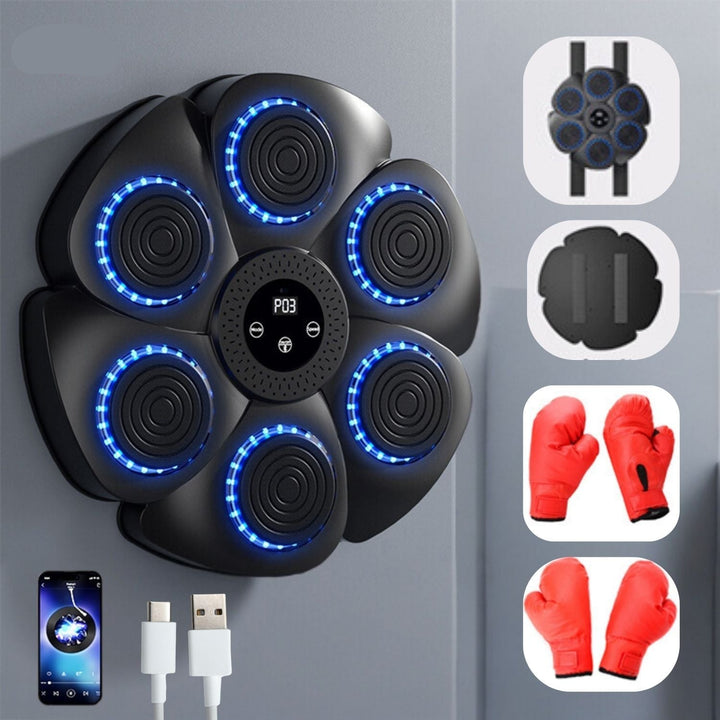 Interactive Boxing Machine | Wall-Mounted Fitness Trainer | Bluetooth | RGB | USB Rechargeable