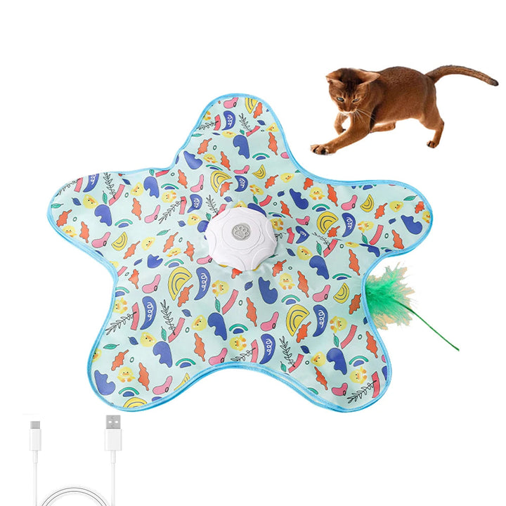Interactive Cat Toy | Hidden Moving Feather, Three Speed Modes, Rustling Sound | USB Rechargeable, Non-Slip Base