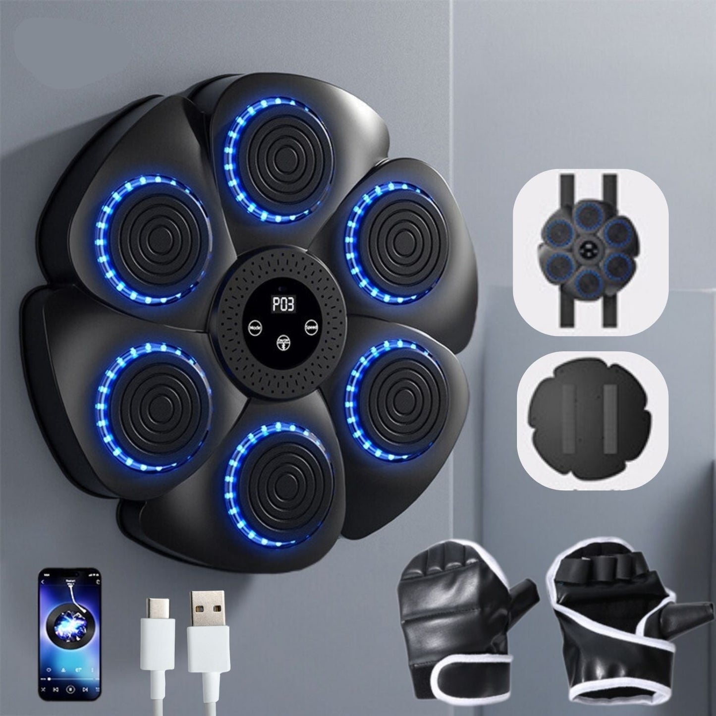 Interactive Boxing Machine | Wall-Mounted Fitness Trainer with Bluetooth Music | Engaging Home Boxing Equipment for All Ages 3