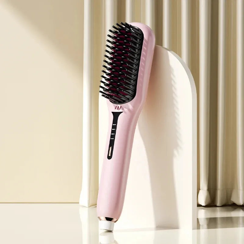Ionic Heated Hair Brush | Anti-Static Smoothing Technology | Fast Heat-Up for Frizz-Free, Shiny, Manageable Hair