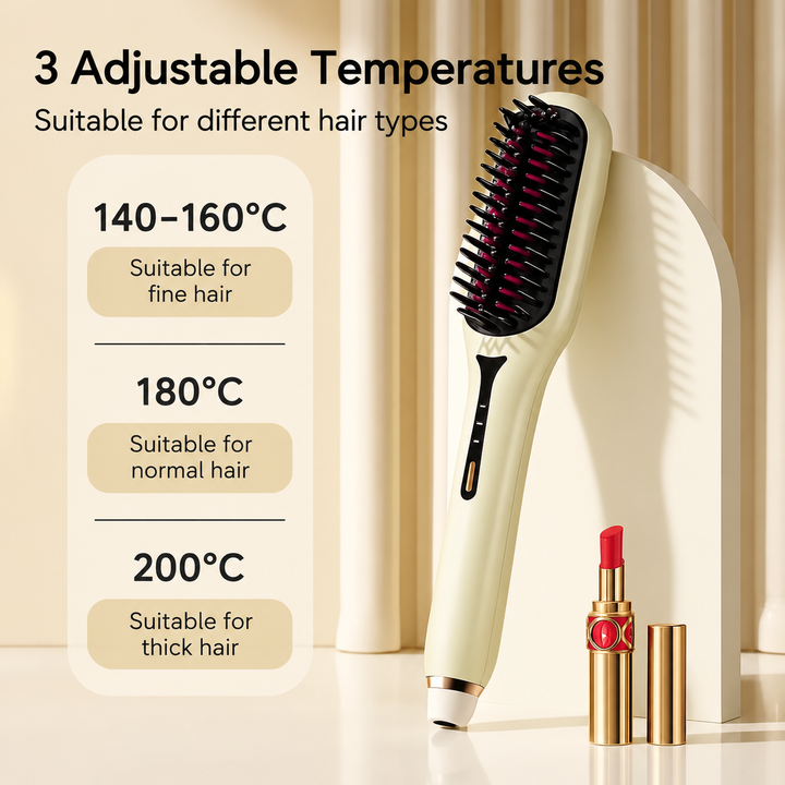 Ionic Heated Hair Brush | Anti-Static Smoothing Technology | Fast Heat-Up for Frizz-Free, Shiny, Manageable Hair