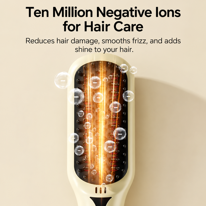 Ionic Heated Hair Brush | Anti-Static Smoothing Technology | Fast Heat-Up for Frizz-Free, Shiny, Manageable Hair
