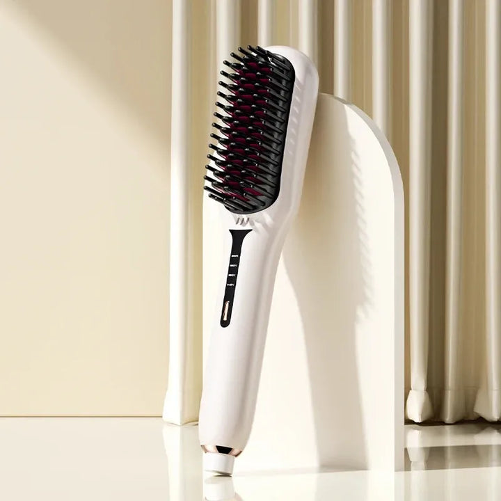Ionic Heated Hair Brush | Anti-Static Smoothing Technology | Fast Heat-Up for Frizz-Free, Shiny, Manageable Hair