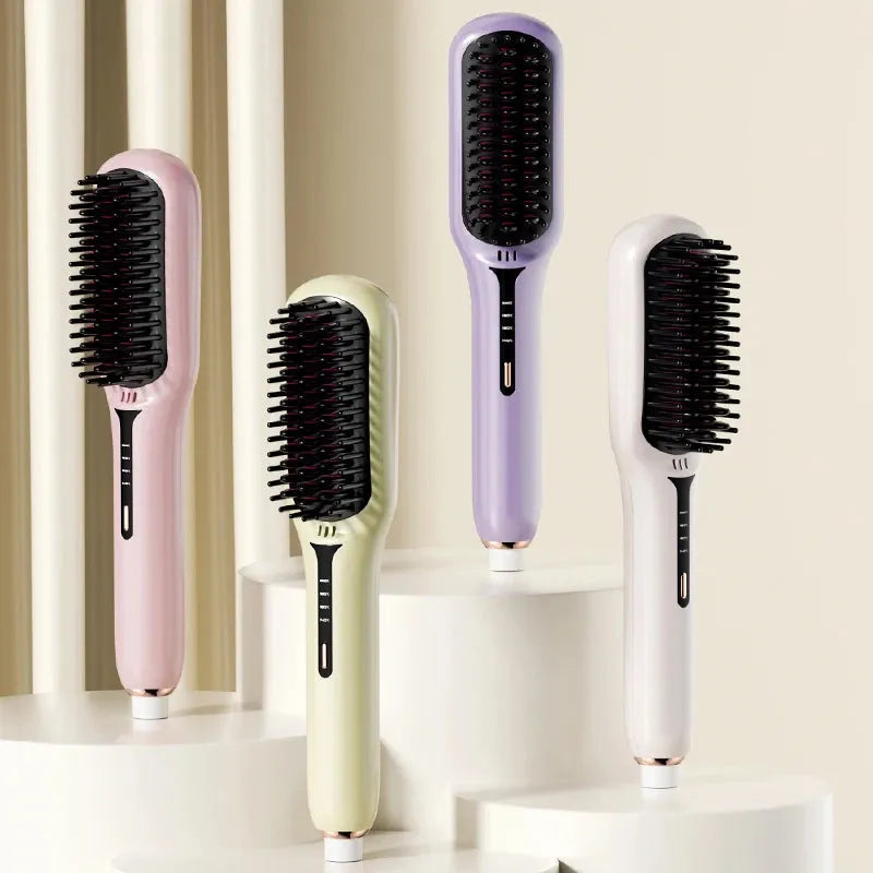 Ionic Heated Hair Brush | Anti-Static Smoothing Technology | Fast Heat-Up for Frizz-Free, Shiny, Manageable Hair