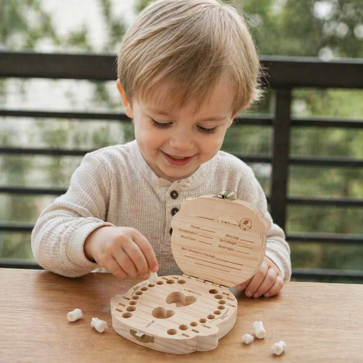 Baby Tooth Keepsake Box Wood | Labelled Compartments &amp; Writable Surface | Secure Lid Keeps Each Tooth Organised 2