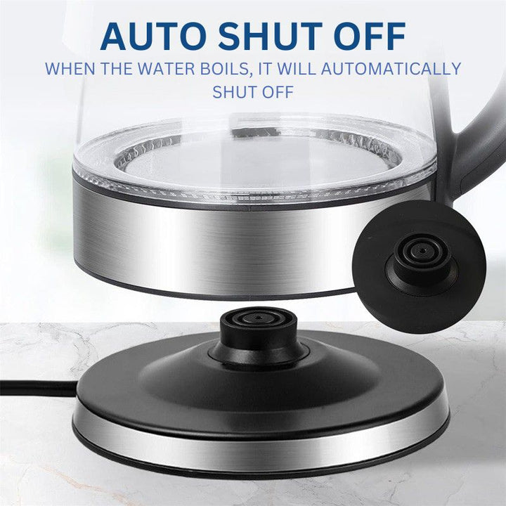 Electric Glass Kettle Stainless Steel | 1500W Rapid Boil with LED Illumination | Cordless Base, BPA-Free 1.8L Capacity 8