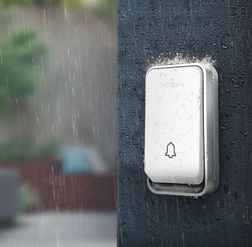Wireless Doorbell Kinetic Button No Battery Required | 120 m Range, IP44 Weatherproof | Mains Receiver, 100 dB, LED 3