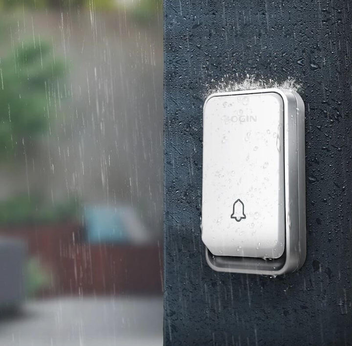 Wireless Doorbell Kinetic Button No Battery Required | 120 m Range, IP44 Weatherproof | Mains Receiver, 100 dB, LED 3