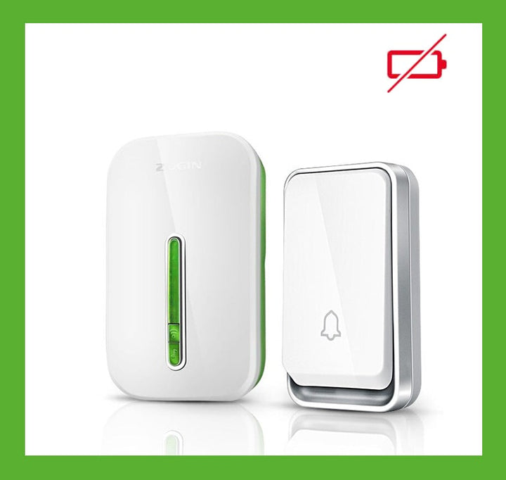Wireless Doorbell Kinetic Button No Battery Required | 120 m Range, IP44 Weatherproof | Mains Receiver, 100 dB, LED 6