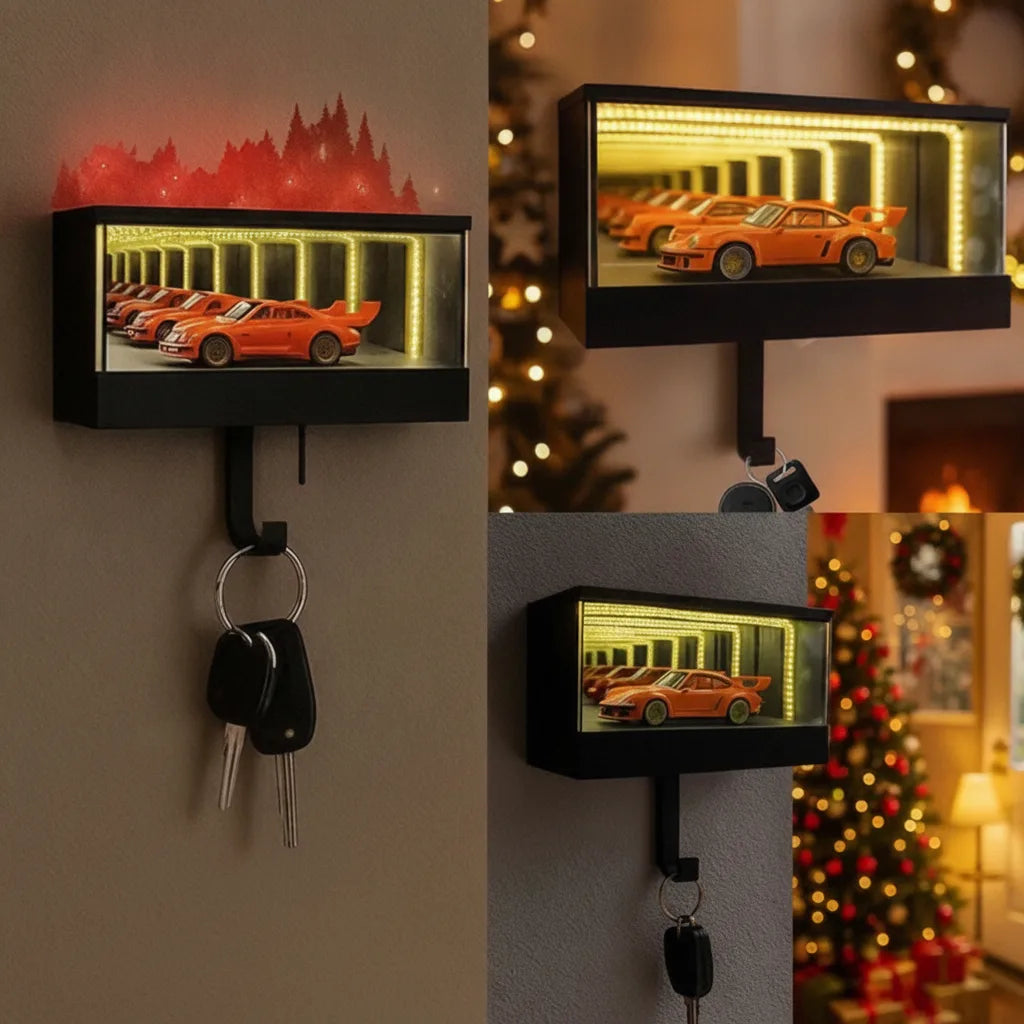 Key holder with infinity mirror and LED lighting 2