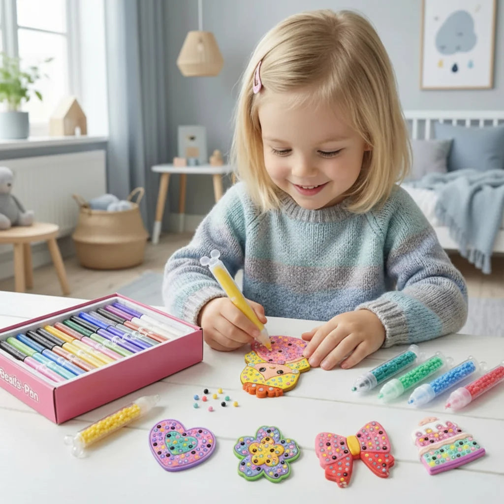 Kids Bead Painting Craft Kit Pattern Sheets Bead Assortment