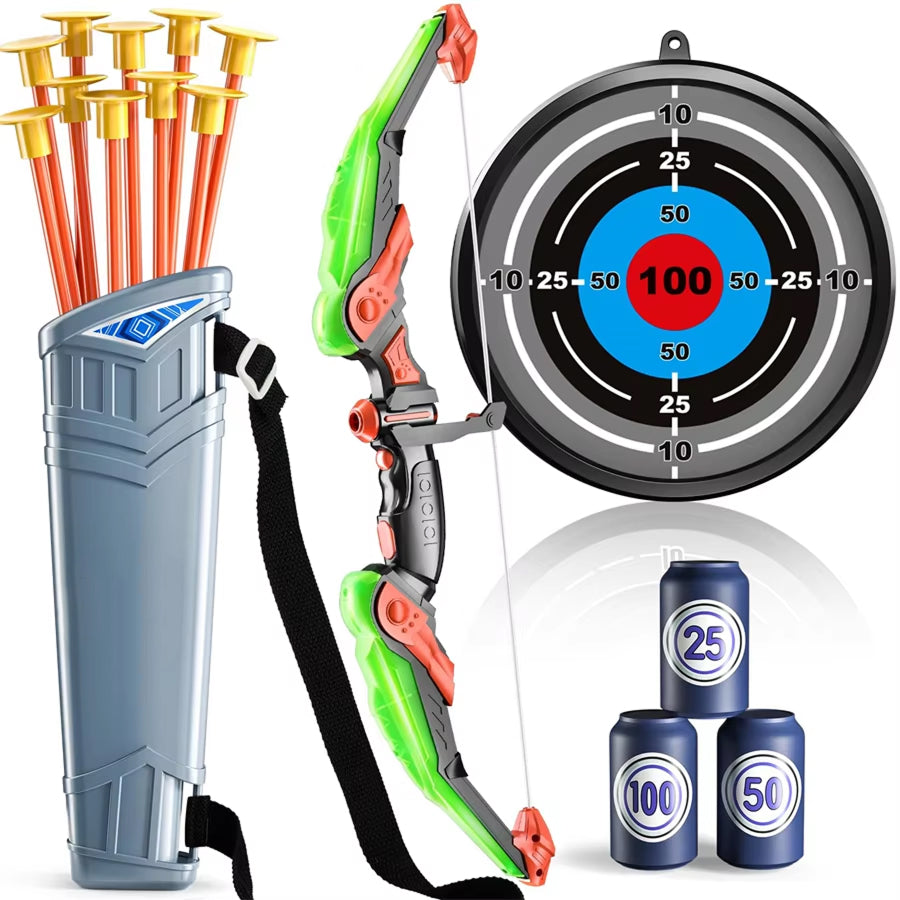 Kids LED Archery Set | Suction Cup Arrows | Outdoor | Ages 3+ | Complete Kit