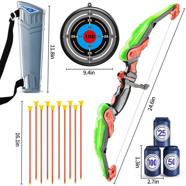 Kids LED Archery Set | Suction Cup Arrows | Outdoor | Ages 3+ | Complete Kit