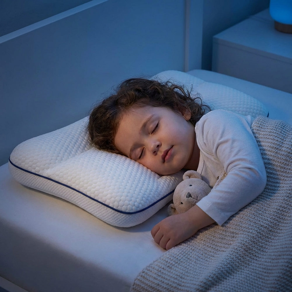 Kids Memory Foam Pillow | Ergonomic Support | 3 Sizes | Hypoallergenic | Machine Washable Cover