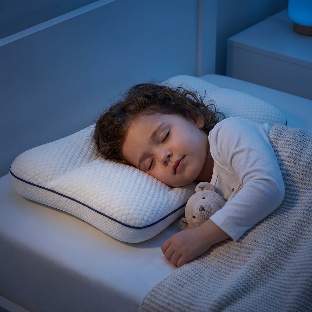 Kids Memory Foam Pillow | Ergonomic Support | 3 Sizes | Hypoallergenic | Machine Washable Cover