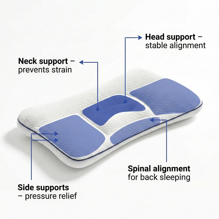 Kids Memory Foam Pillow | Ergonomic Support | 3 Sizes | Hypoallergenic | Machine Washable Cover