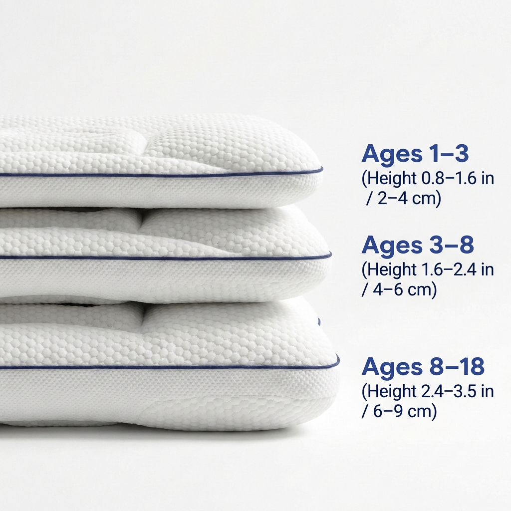 Kids Memory Foam Pillow | Ergonomic Support | 3 Sizes | Hypoallergenic | Machine Washable Cover