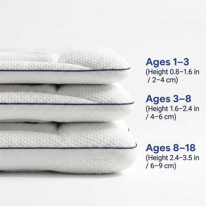 Kids Memory Foam Pillow | Ergonomic Support | 3 Sizes | Hypoallergenic | Machine Washable Cover