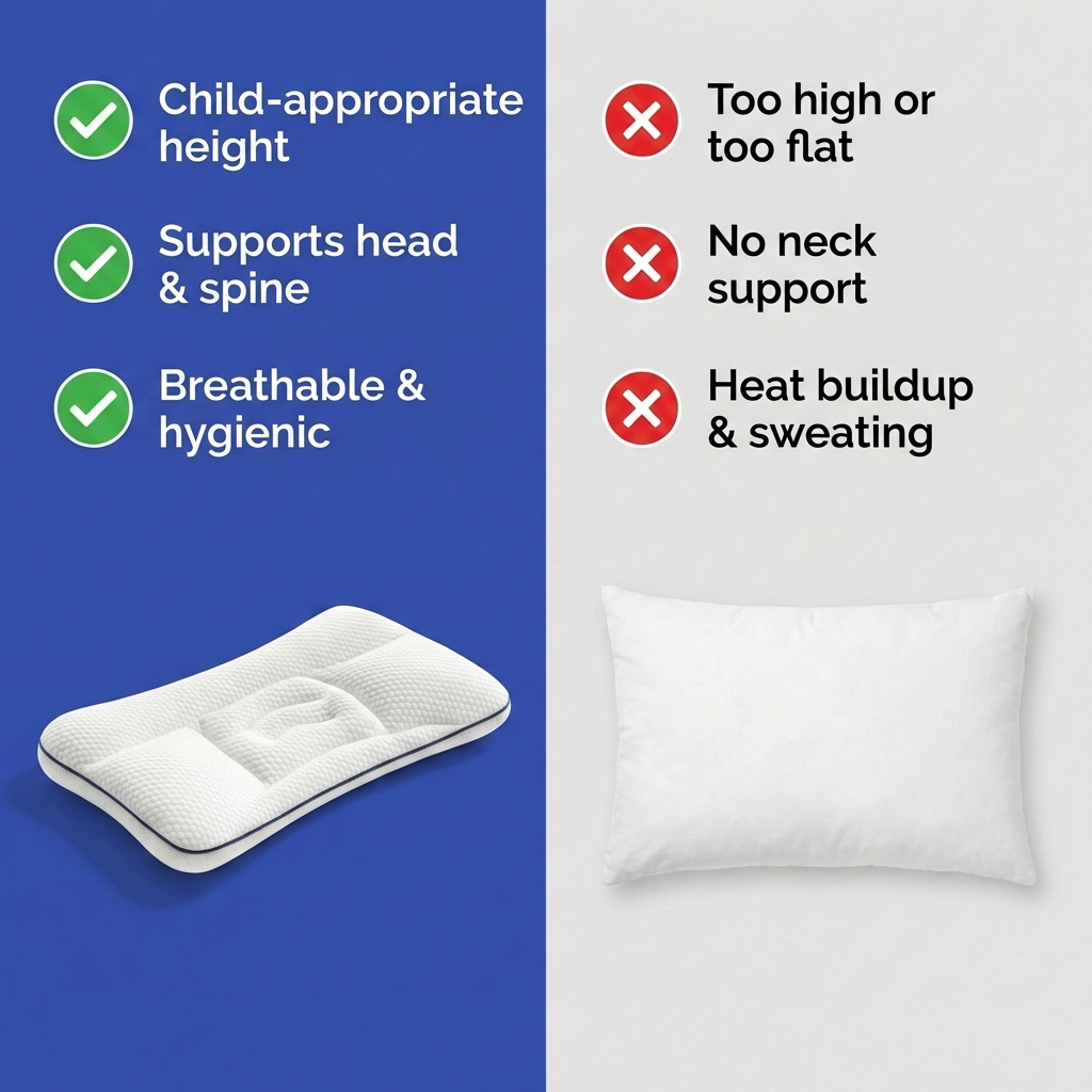 Kids Memory Foam Pillow | Ergonomic Support | 3 Sizes | Hypoallergenic | Machine Washable Cover