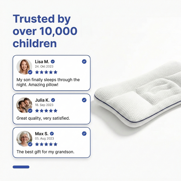 Kids Memory Foam Pillow | Ergonomic Support | 3 Sizes | Hypoallergenic | Machine Washable Cover