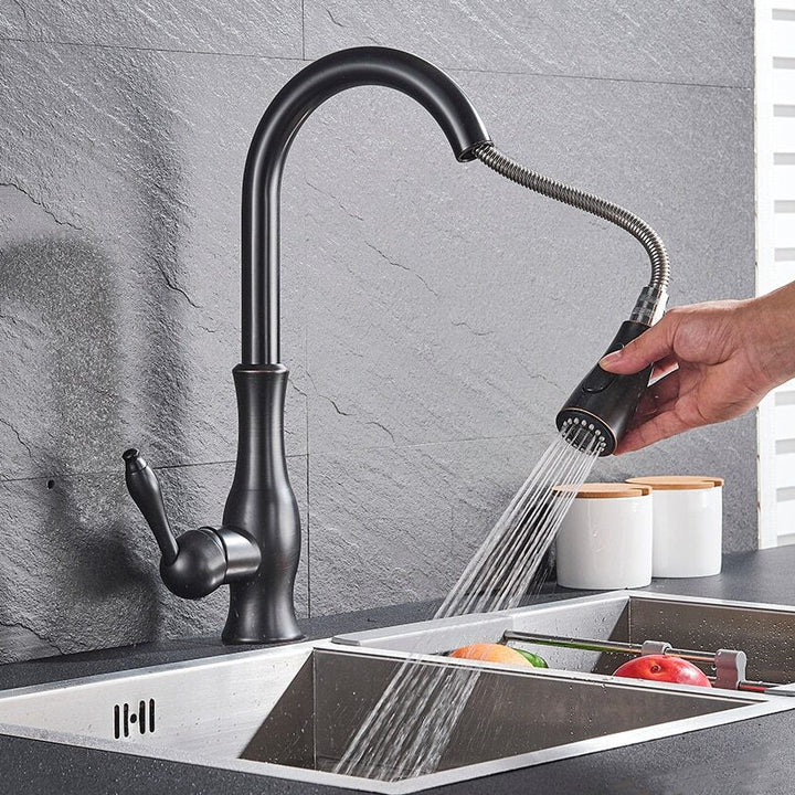Kitchen Mixer Tap | Pull-Out Spout | Brass | Brushed Nickel, Black, Gold &amp; Chrome
