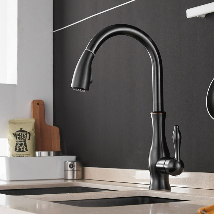 Kitchen Mixer Tap | Pull-Out Spout | Brass | Brushed Nickel, Black, Gold &amp; Chrome