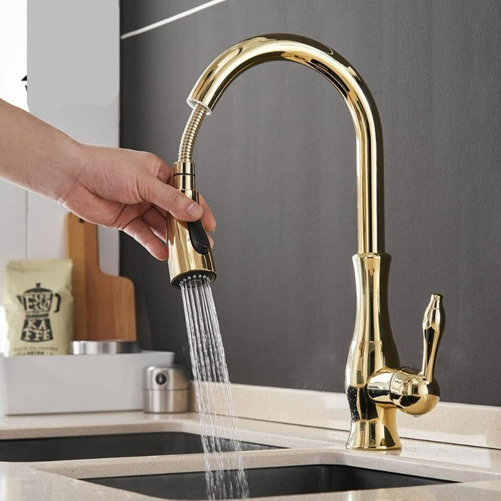 Kitchen Mixer Tap | Pull-Out Spout | Brass | Brushed Nickel, Black, Gold &amp; Chrome