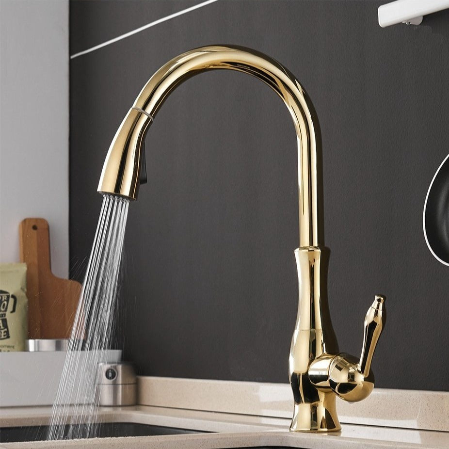 Kitchen Mixer Tap | Pull-Out Spout | Brass | Brushed Nickel, Black, Gold &amp; Chrome