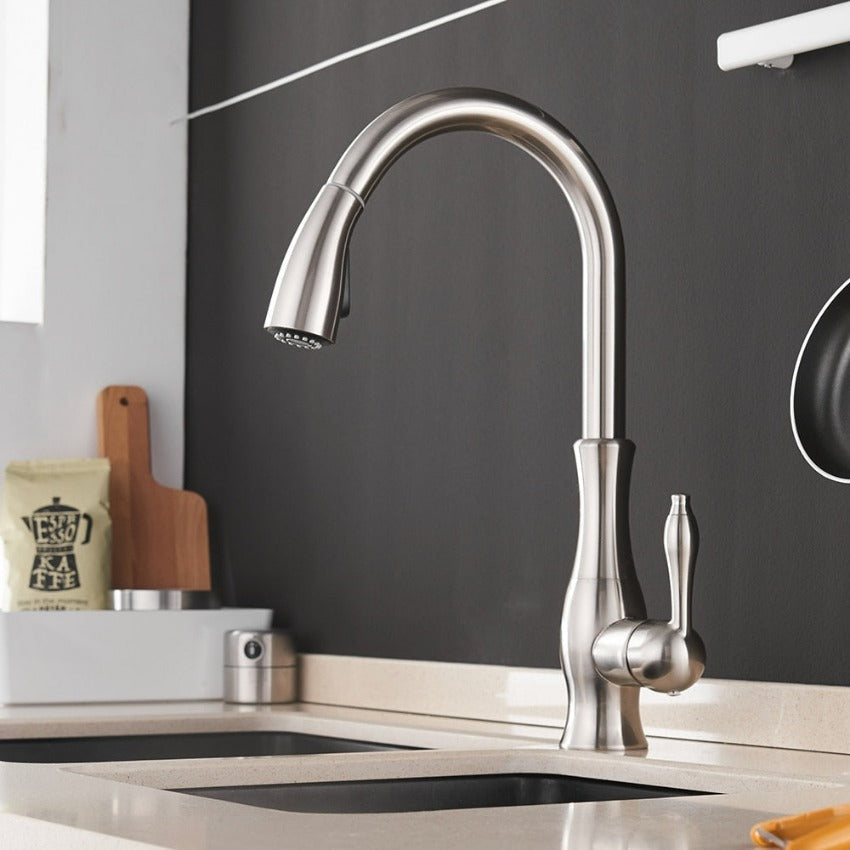 Kitchen Mixer Tap | Pull-Out Spout | Brass | Brushed Nickel, Black, Gold & Chrome
