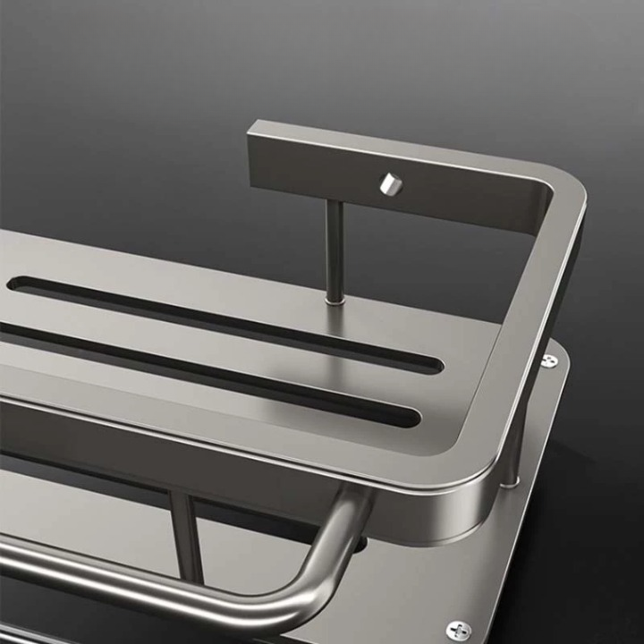 Kitchen Sink Caddy Aluminum 31 x 13 cm | Suction Cup Mount, No Drilling Needed | Gray/White, Drains Water, Rust-Free