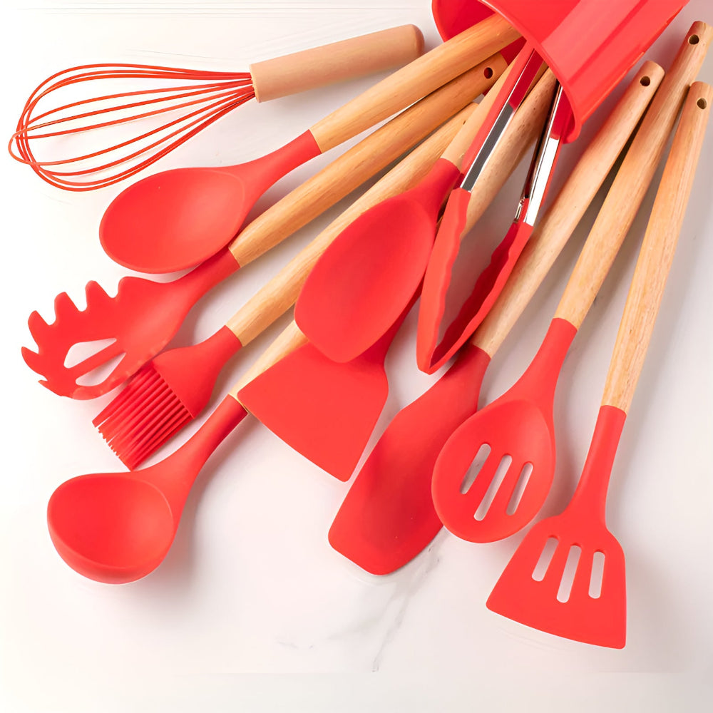 Kitchen Utensil Set 12-Piece | Heat-Resistant, Non-Slip Ergonomic Handles | Dishwasher Safe, Available in 9 Colours