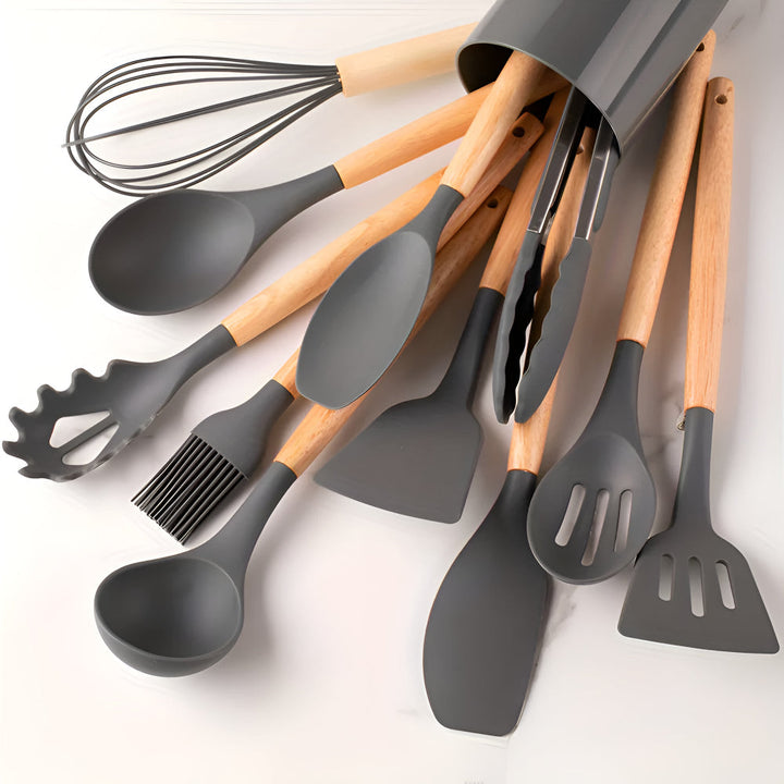 Kitchen Utensil Set 12-Piece | Heat-Resistant, Non-Slip Ergonomic Handles | Dishwasher Safe, Available in 9 Colours